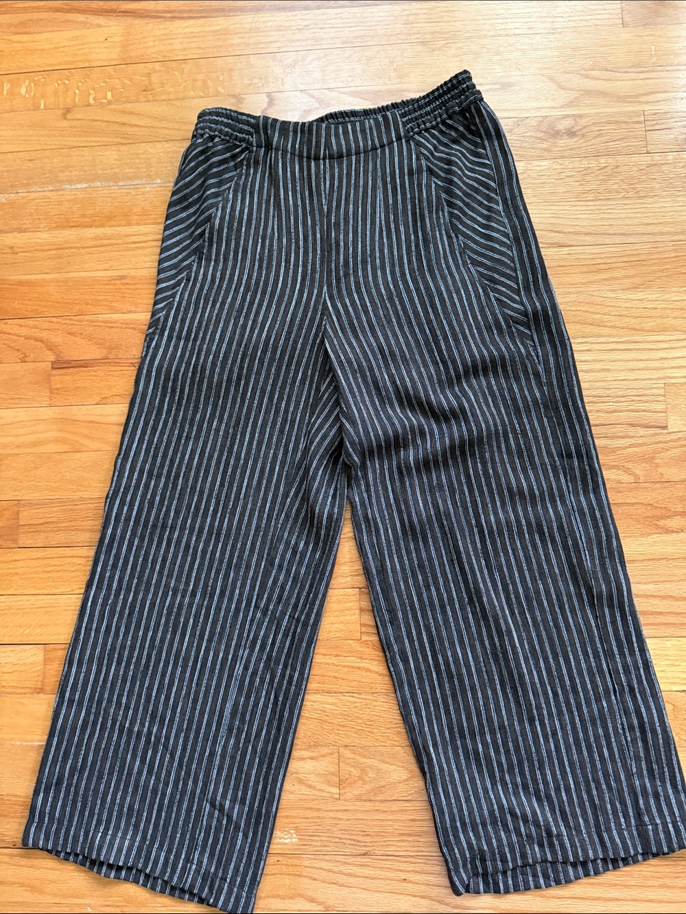 Lisa Bayne Stripe Pull‎ On  crop Wide Pants Small